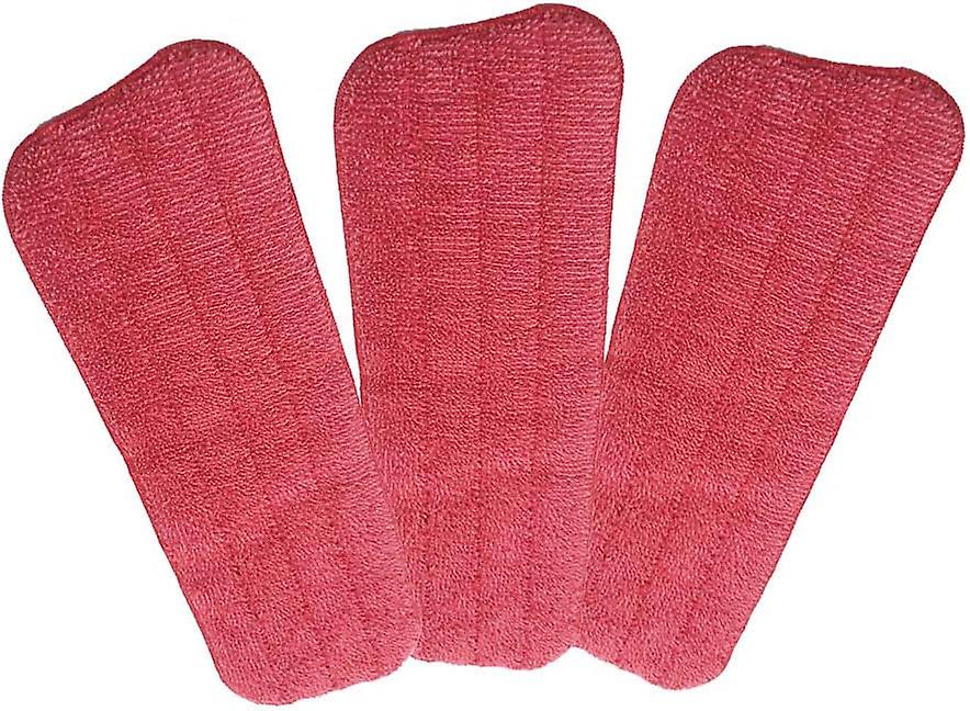 Set of 3 Microfiber Spray Mop Replacement Heads for Wet/Dry Mops Reusable Replacement Refills Fits for Bona Floor Care System (red)