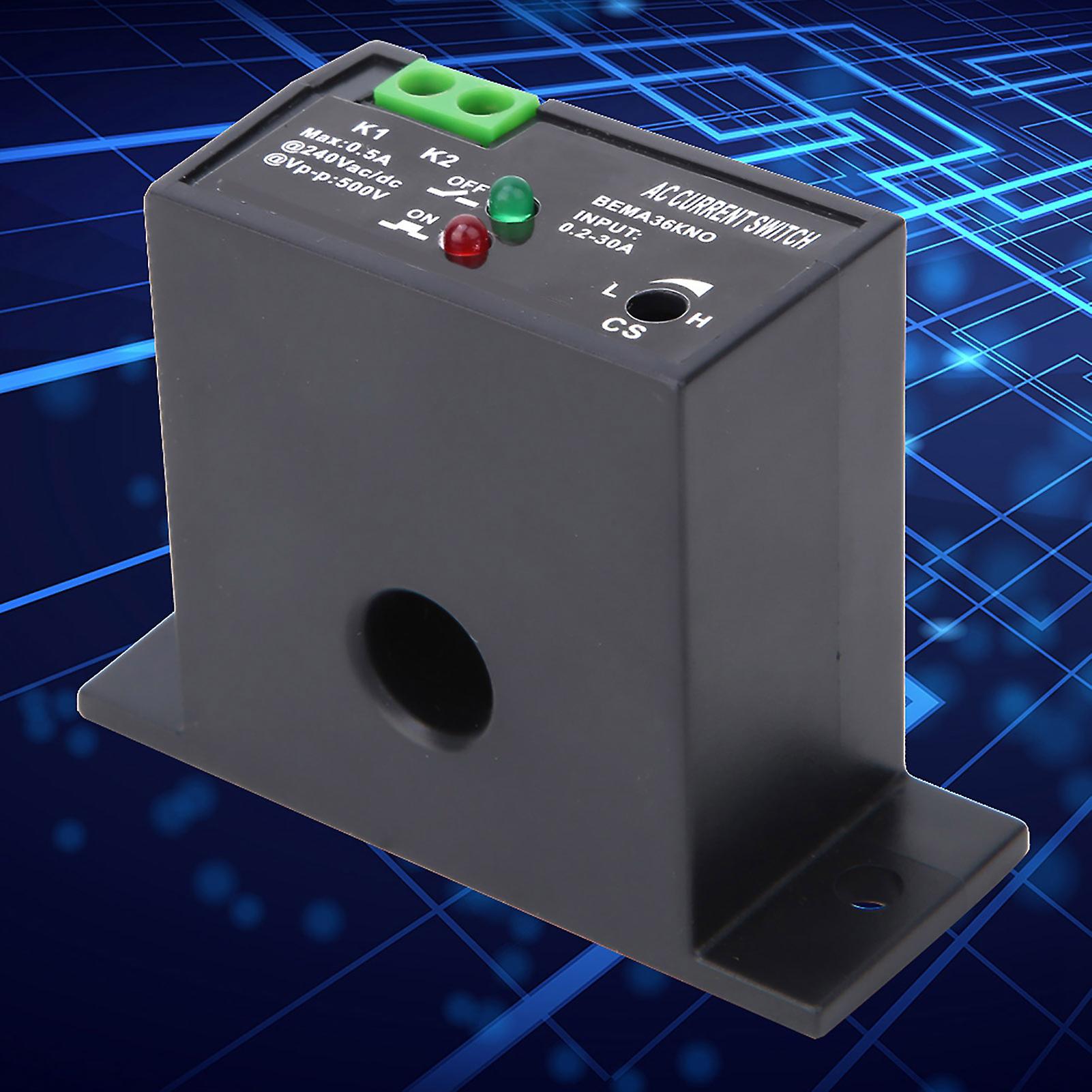 Flameproof Adjustable AC Sensing Switch 0.2-30A 46x65x25mm Dual LED