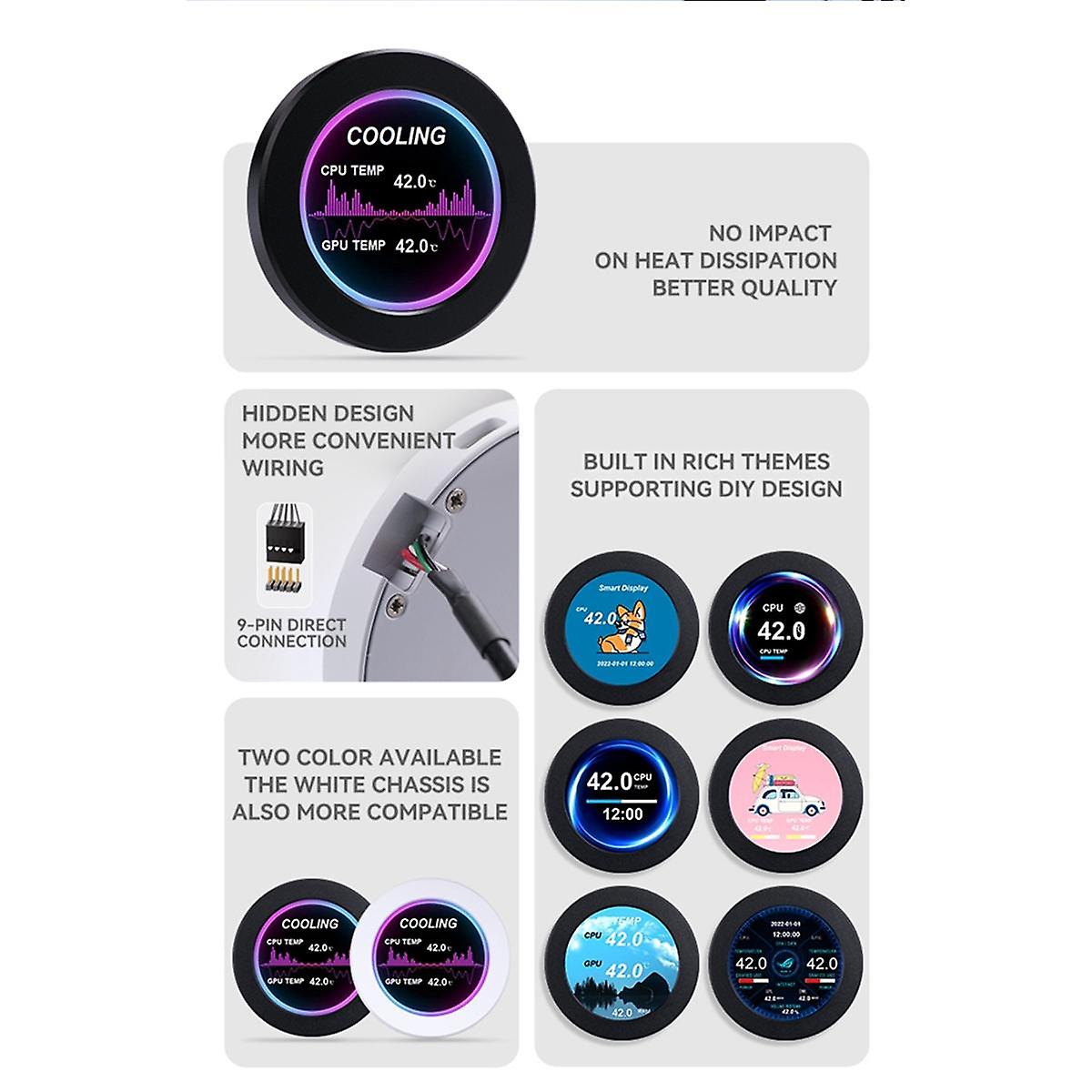 2.1 Inch IPS TYPE-C Disk Water-Cooled Intelligent Sub-Screen Chassis USB Sub-Screen Computer Monito