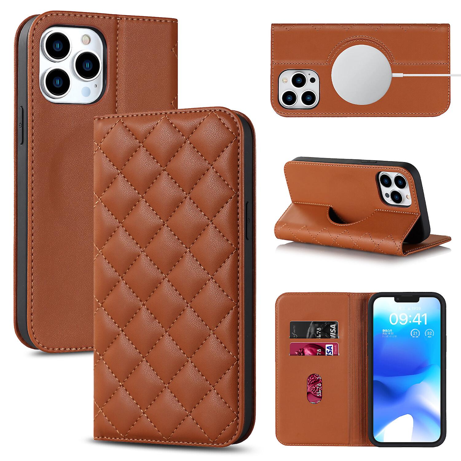 For iPhone 13 Pro Max Case Leather Wallet Flip Phone Case with Magsafe