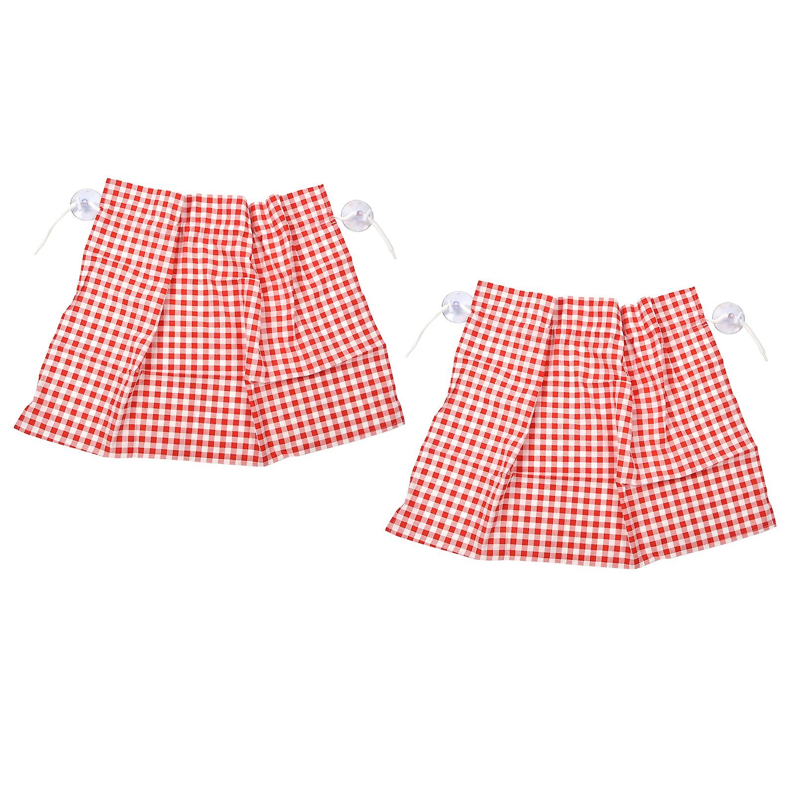 2Pcs Grid Design Anti Ultraviolet Car Curtain Side Car Window Sun Shade with Suction CupRed Grid