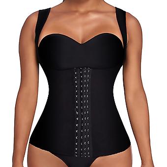 Women's Underbust Corset Waist Trainer Cincher Steel Boned Body Shaper Tummy Fat Burner S-4XL Black