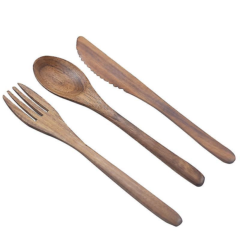 3pcs Wood Spoon Fork Set