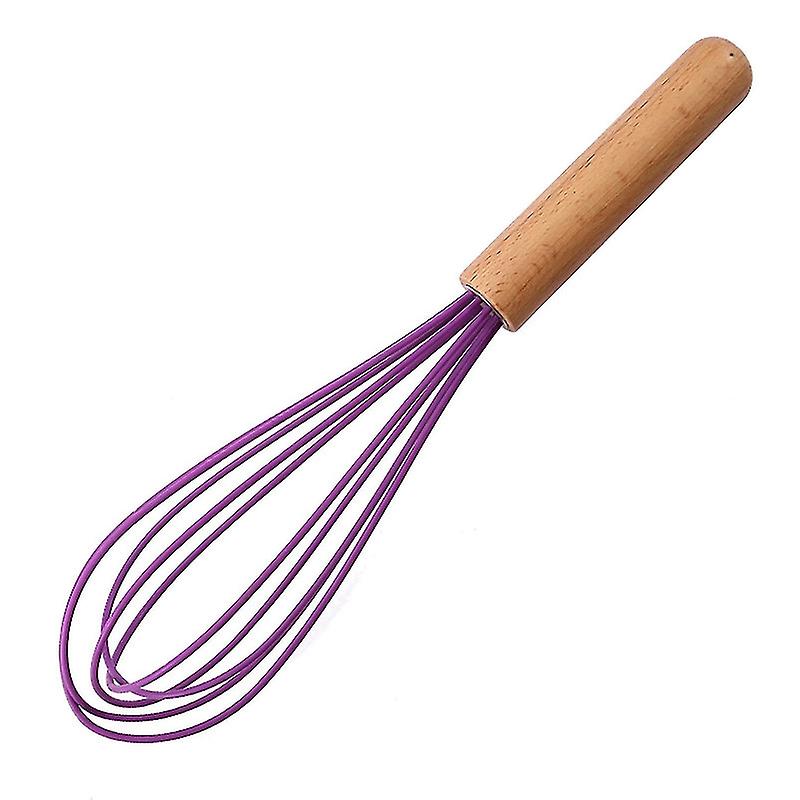 10 Inch Egg Beater Wooden Handle Multifunctional Comfortable Grip Reusable Labor-saving Whisking Sil
