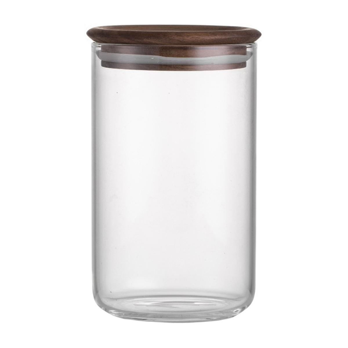 Glass Food Grade Sealed Jar with Wooden Lid for Commercial Kitchen Storage, Japanese Style Sealed Storage Jar