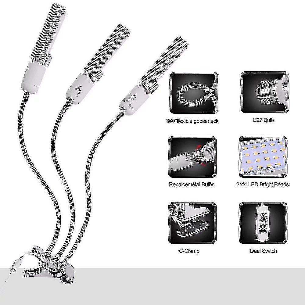 Plant growth growth led, full spectrum plant light dimming (180led three-headed yellow corn light)