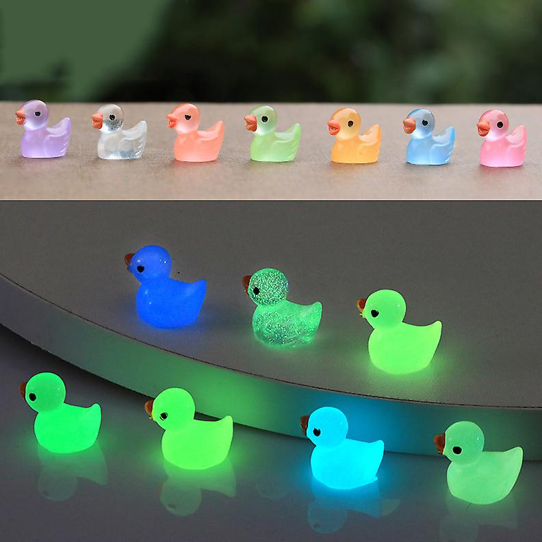 100stk Mini lysende harpiksænder gløder i mørket Miniature ornament Små ænder til DIY Garden Dollhouse Duck Tilbehør