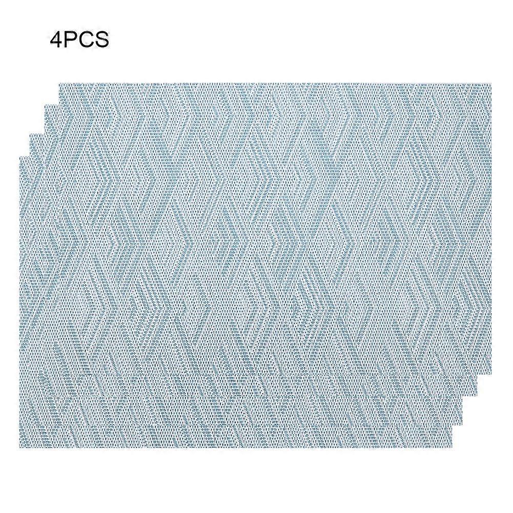 4pcs Rectangle Table Mats for Dining Table PVC Placemat Kitchen Dining Decoration (Blue)