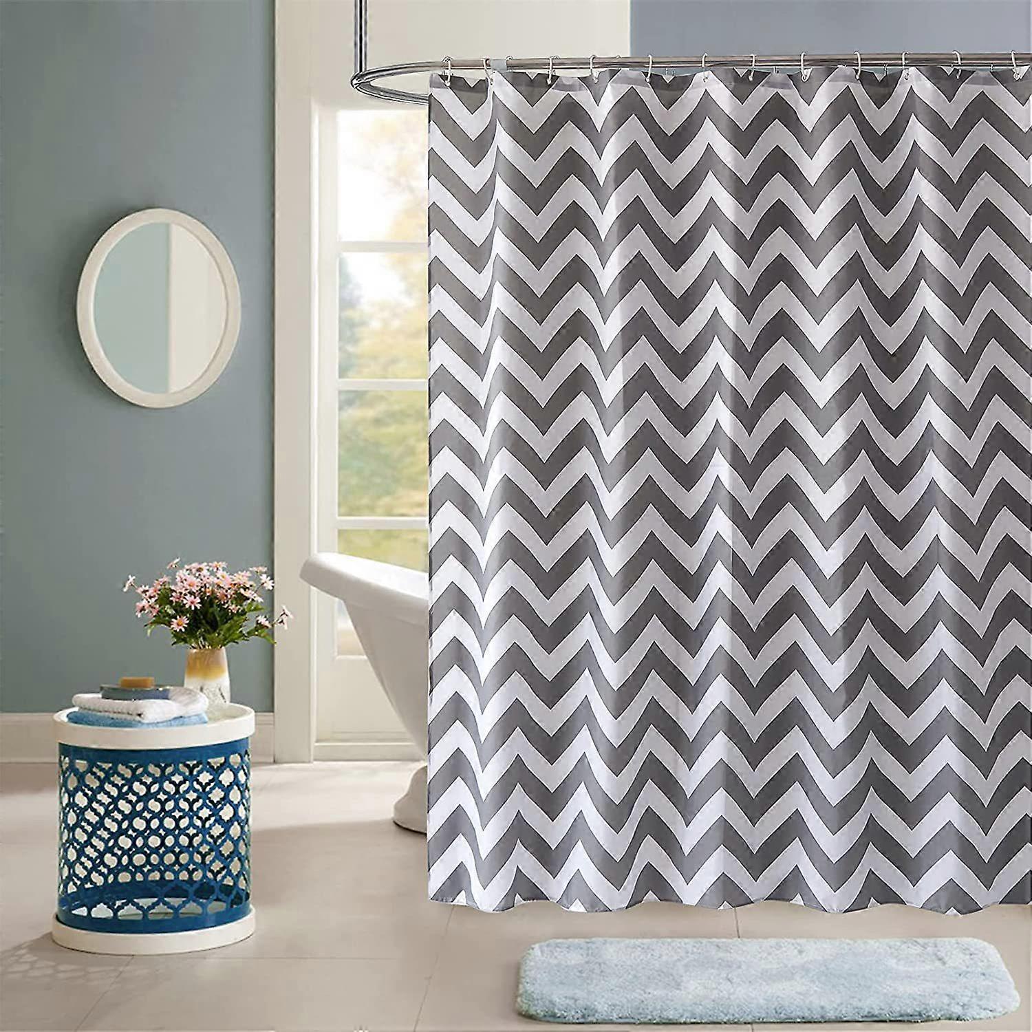 Polyester waterproof shower curtain, 180*180cm, with hooks, wave pattern