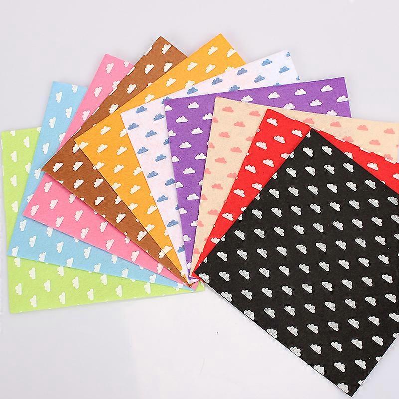 10Pcs Cloud Pattern Handcraft Non woven Fabric Craft Square Sheet DIY Material (15*15cm)