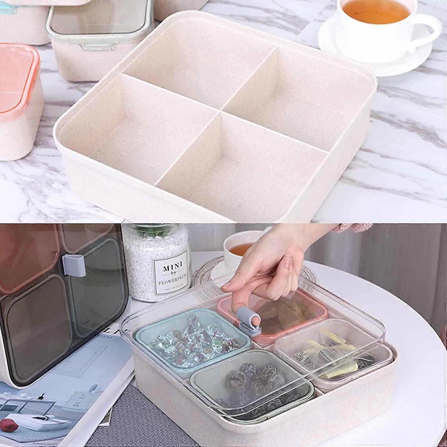 Set 4 Contenitori Per Snack Con 4 Scomparti - Scatole Portavivande Riutilizzabili, Con Cucchiai, 4 Colori - Foto 9