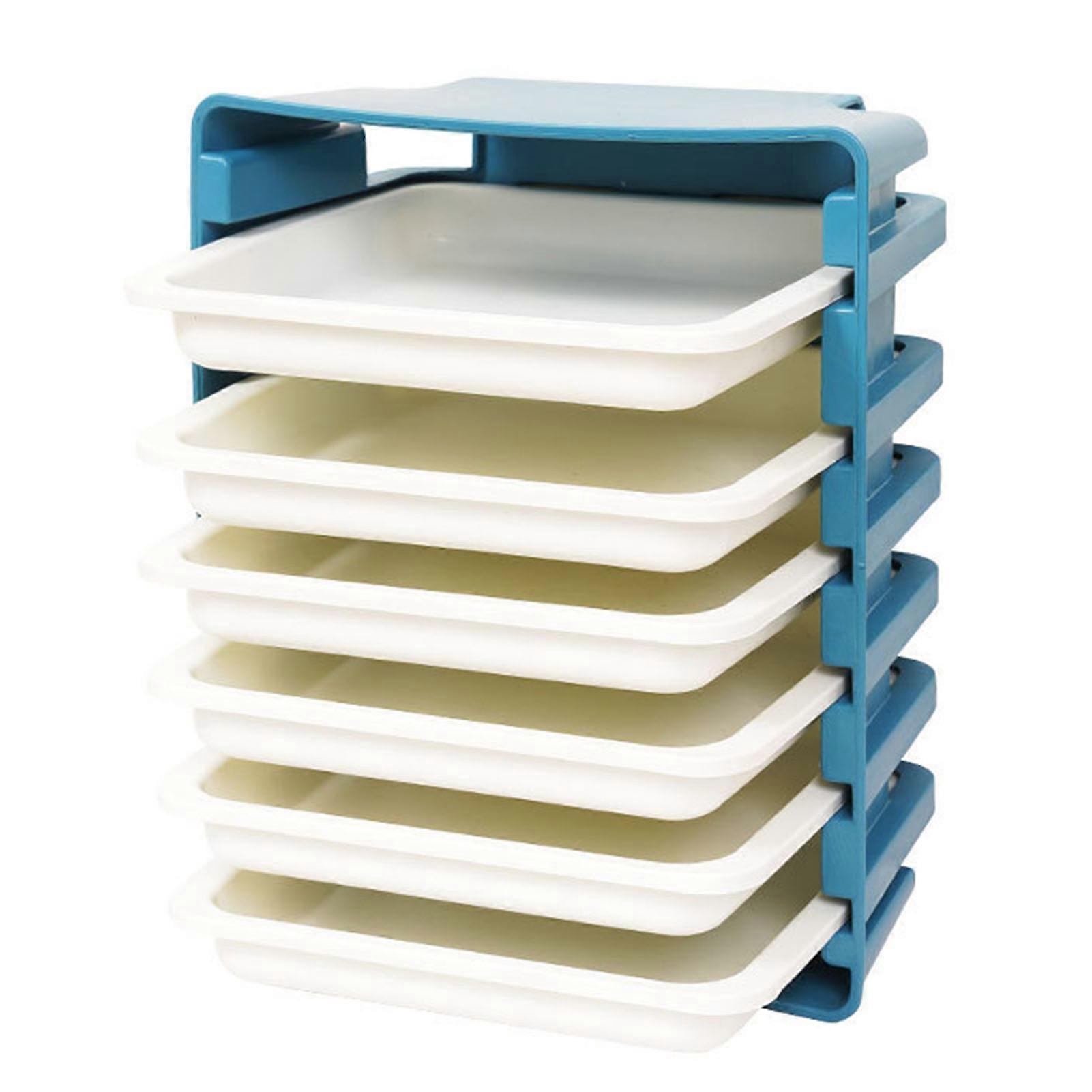 Kitchen Side Dish Storage Rack Multi Layer Dish Preparation Plate Wall Mounted Dish Storage Plate Six Layer Blue