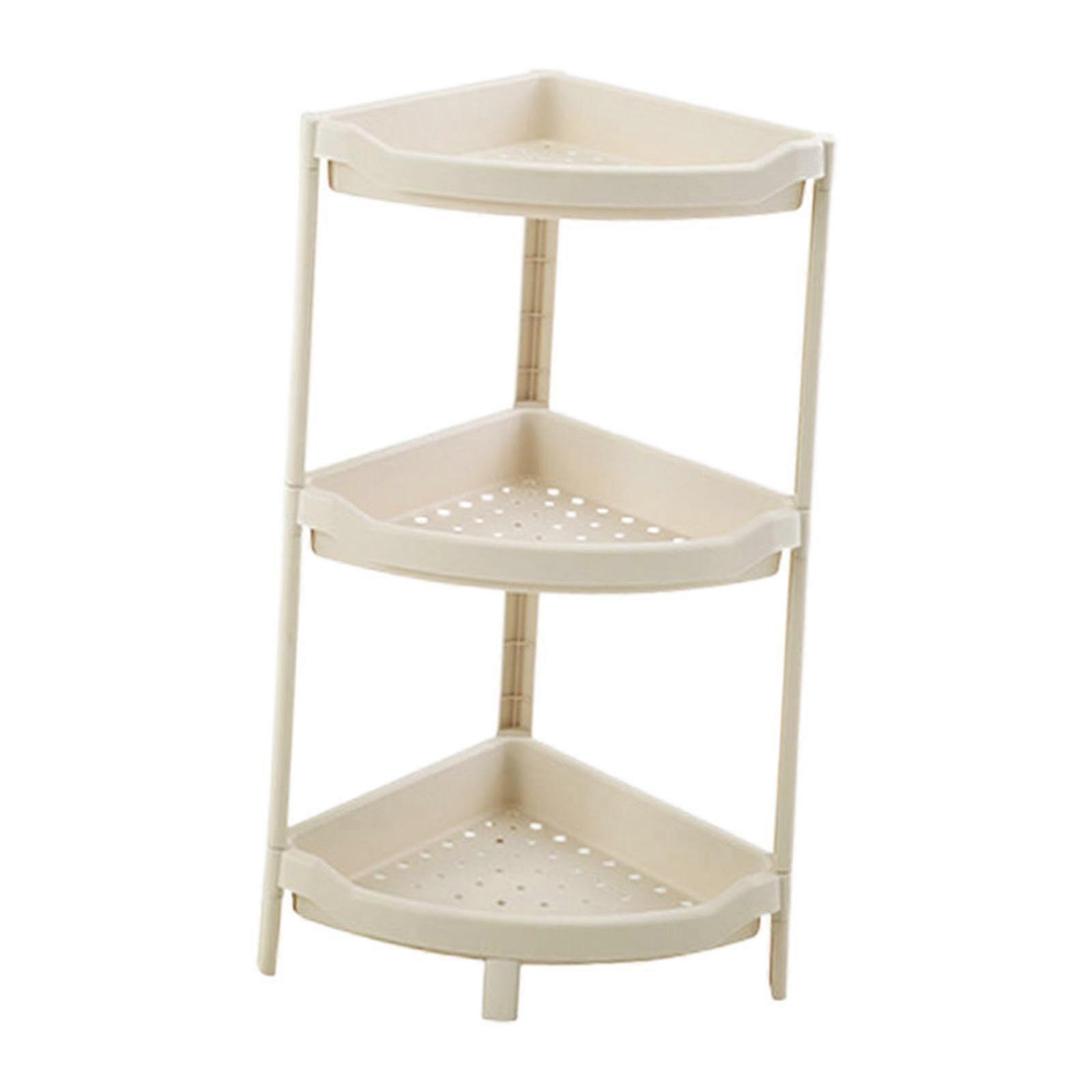 Corner Shelf Display Rack Multipurpose Floor Shelf for Bathroom Home Kitchen 3 layer White