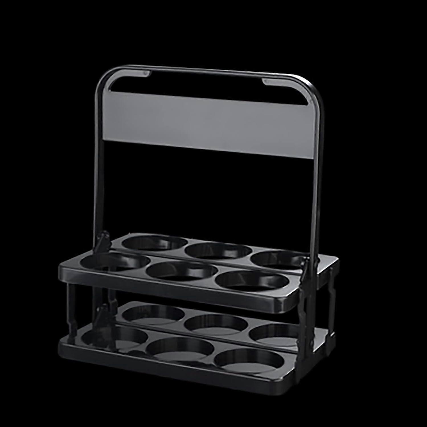 Plastic Beer Basket 2021, Portable Foldable Wine 6 Bottles Christmas Wine Cellar Display Stand for Home Kitchen Bar Cabinets (Color: Black)