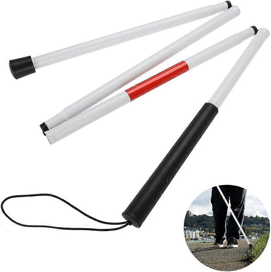 Cane for the Blind, Non-Slip Aluminum Folding Cane Reflective at Night, Best Mobile Cane for Visually Impaired (Length: 124cm)