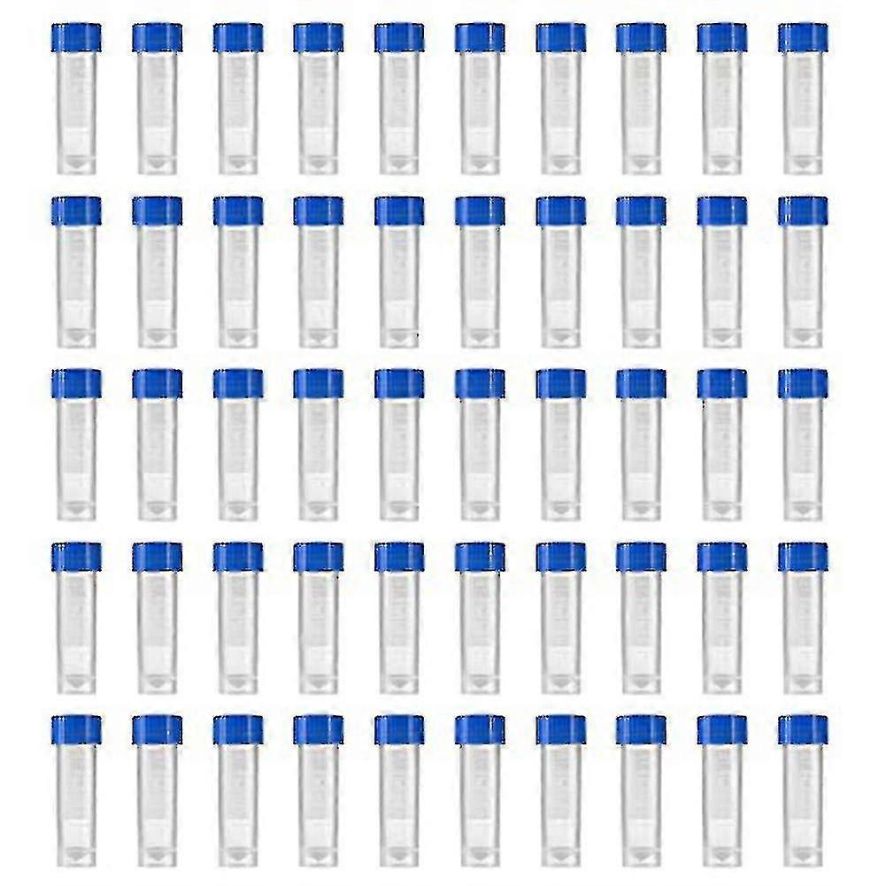 200pcs 5ml Plastic Graduated Vial Storage Container Test Tubes With Screw Caps