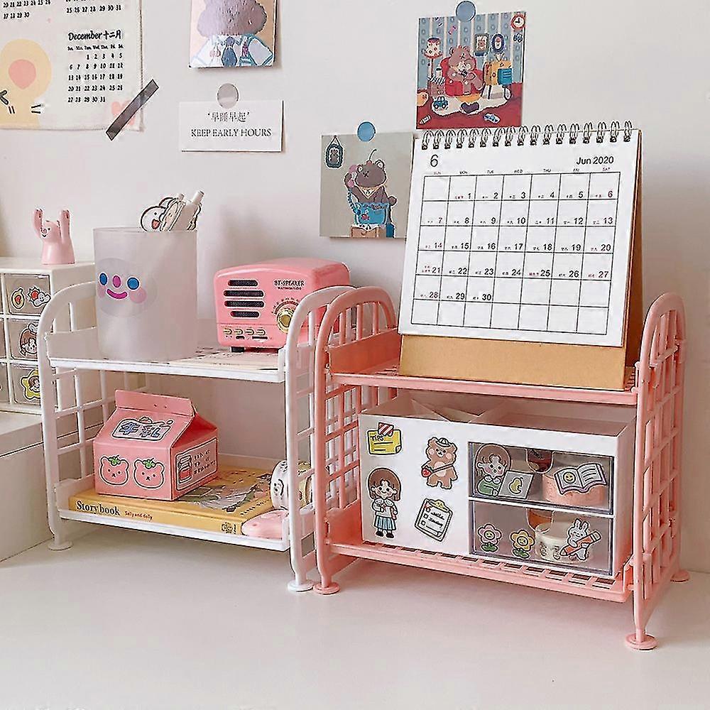 Double-layer Desktop Storage Rack Hollow Shelf For Cosmetic Stationery