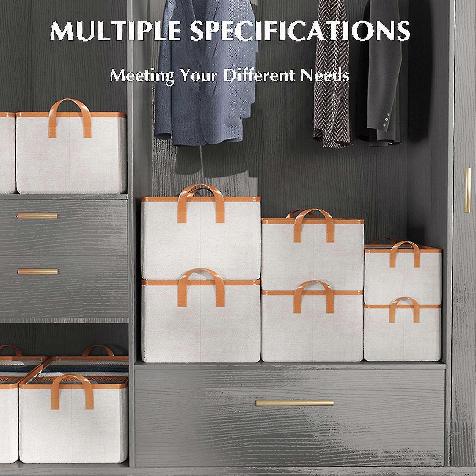 Home Collapsible Storage Bins With Handles Shelf Baskets For Wardrobe Shelf Under Bed