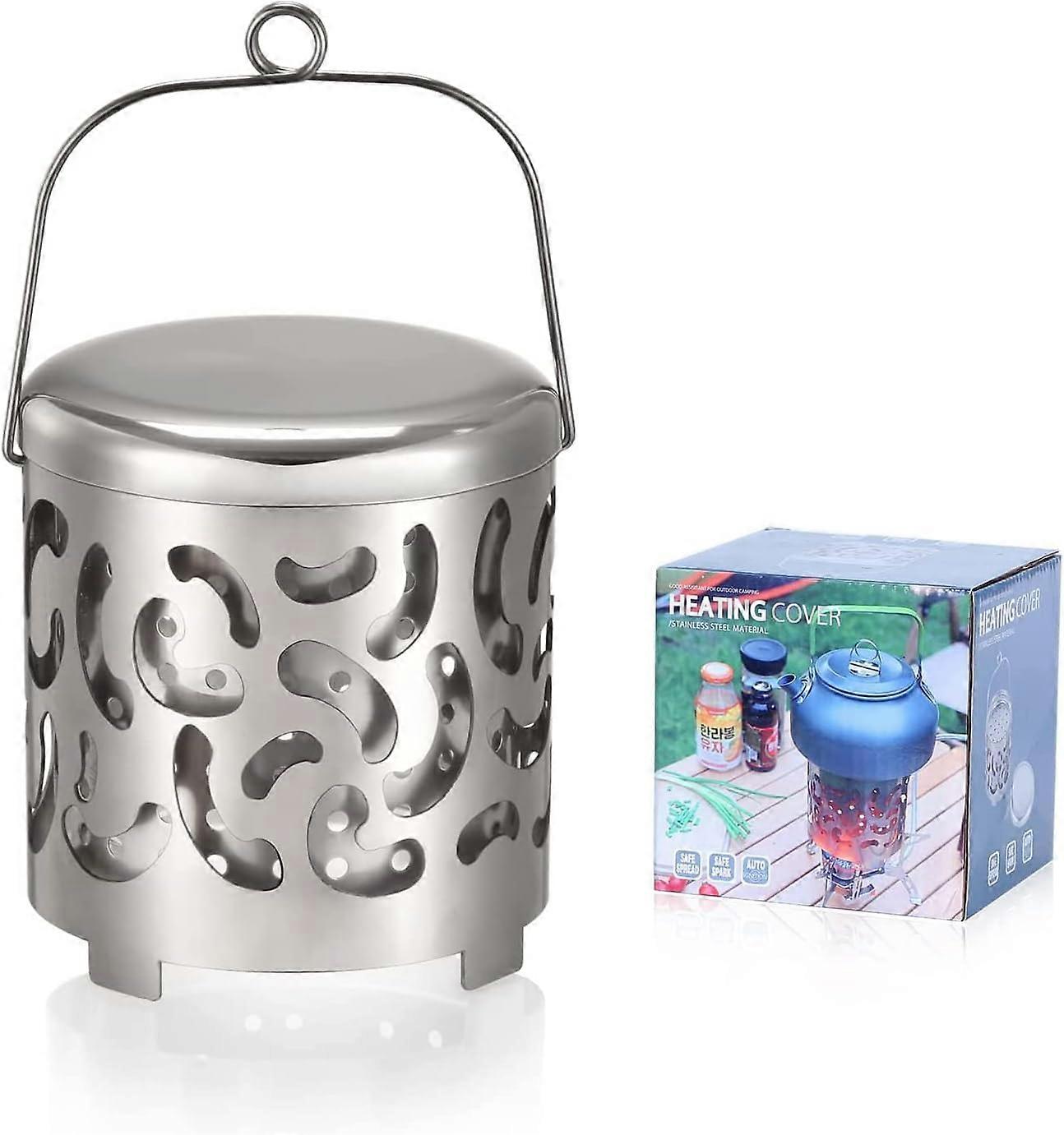 موقد التخييم موقد تسخين صغير ، موقد تسخين للتخييم ، موقد غاز محمول من الفولاذ المقاوم للصدأ ، مناسب للتخييم ، في الهواء الطلق ، نزهة