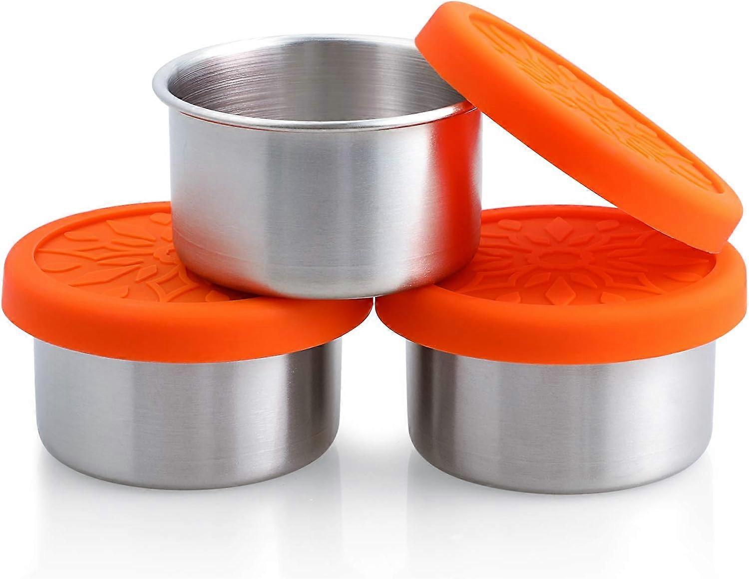 3pcs Stainless Steel Condiment Containers, Salad Dressing Containers