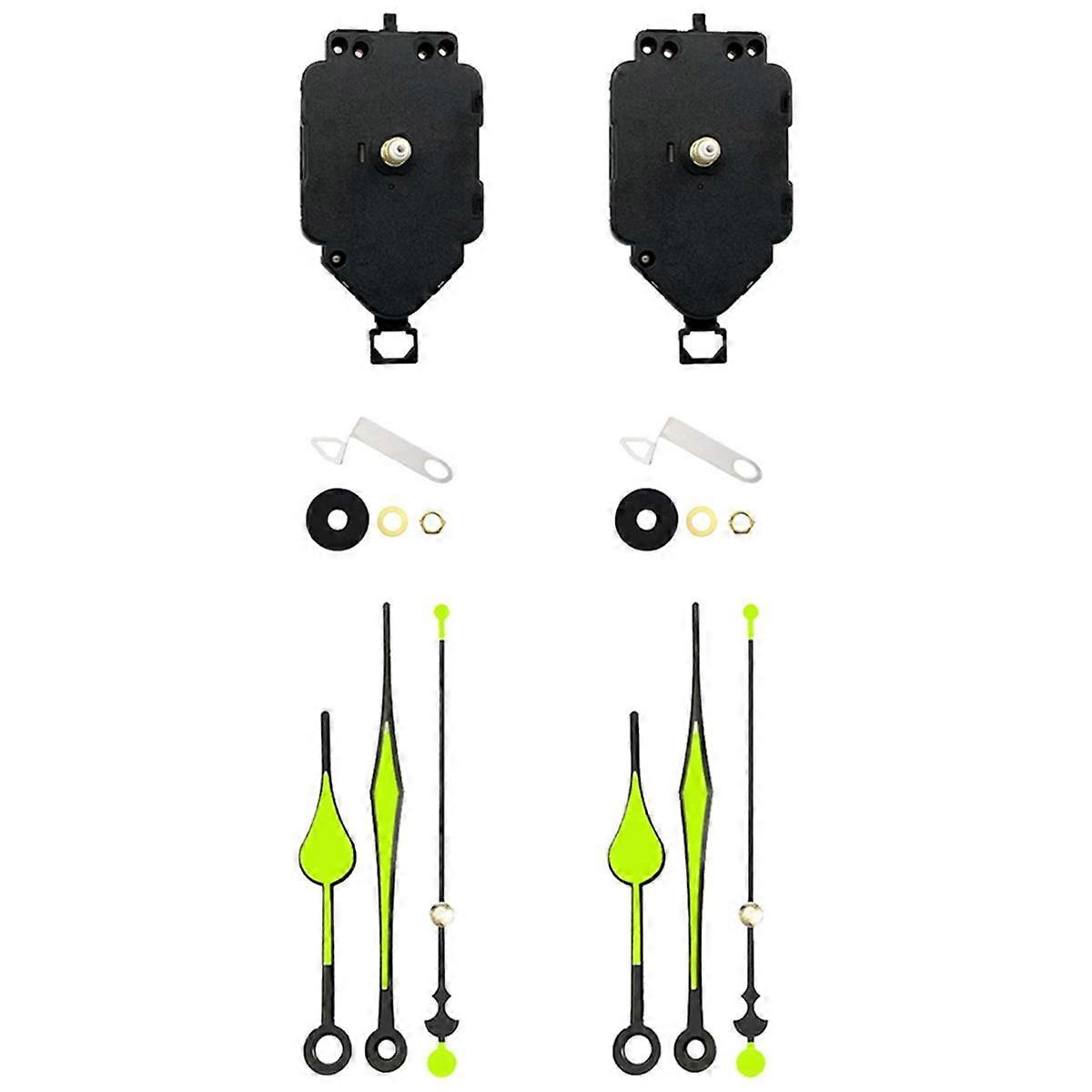 2 Set Quartz Clock Movement Kit Oscillating Movement + Luminous Pointer Clock Repair Parts Replacem