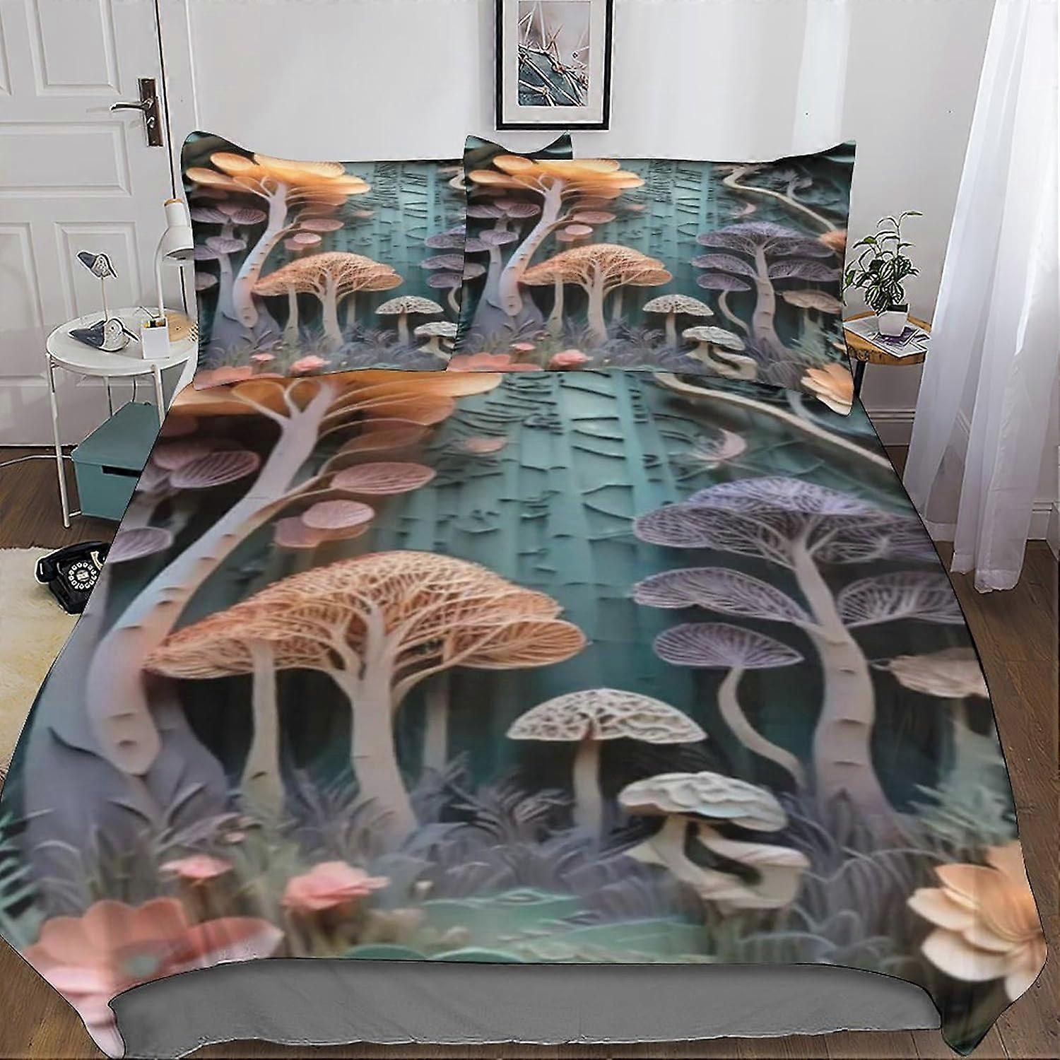 3 Pieces Embossed Effect Duvet Cover Set 3D Bedding Comforter Quilt Cover, Ultra Soft Microfiber with Zipper Closure Pillowcases Double
