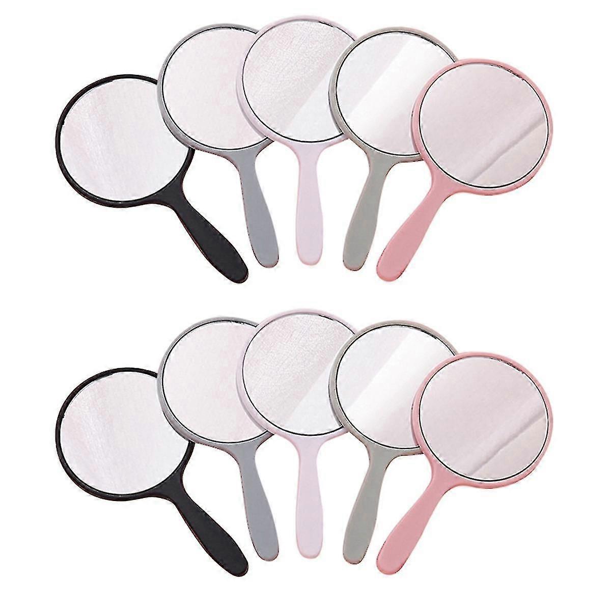10 Pieces Handheld Mirror Small Mirror Small Portable Round Mirror Travel Makeup Mirror For Travel - MXBC