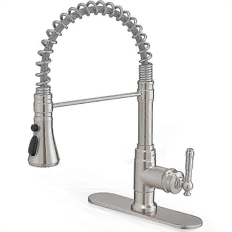 Kitchen Sink Faucet With Deck Single Handle With Pull Down Sprayer Spring 3 Function High Arc Kitchen Faucet
