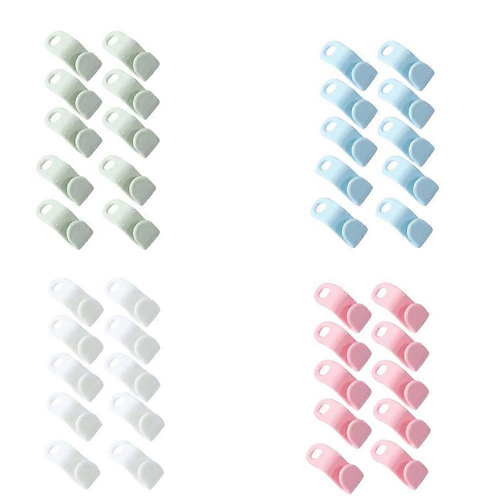 40Pcs Multifunctional Thickened Plastic Stackable Connecting Buckle Hook Clothes Storage Hook White+Green+Blue+Pink