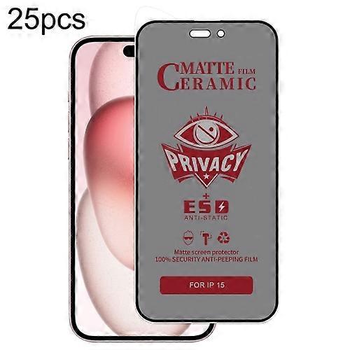 For iPhone 15 25pcs Full Coverage Privacy Ceramic Film