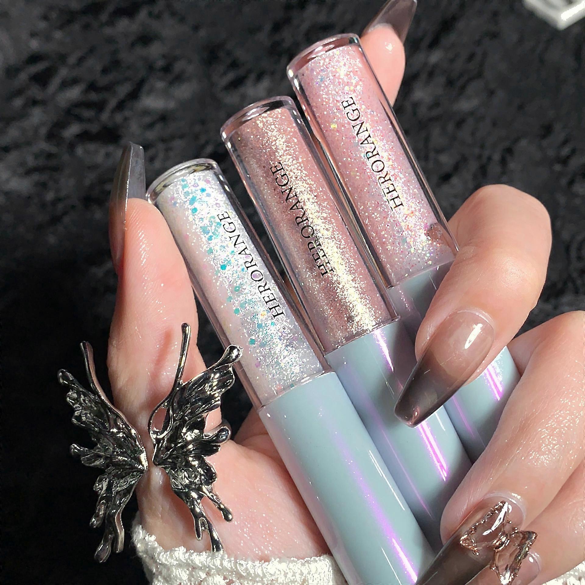 Set of 3 Liquid Eyeshadow Set Crystal Diamond High Gloss Liquid Liner Shimmer Glitter Highlight Metallic Liquid Shadows Quick Drying Sequin Pearlescen