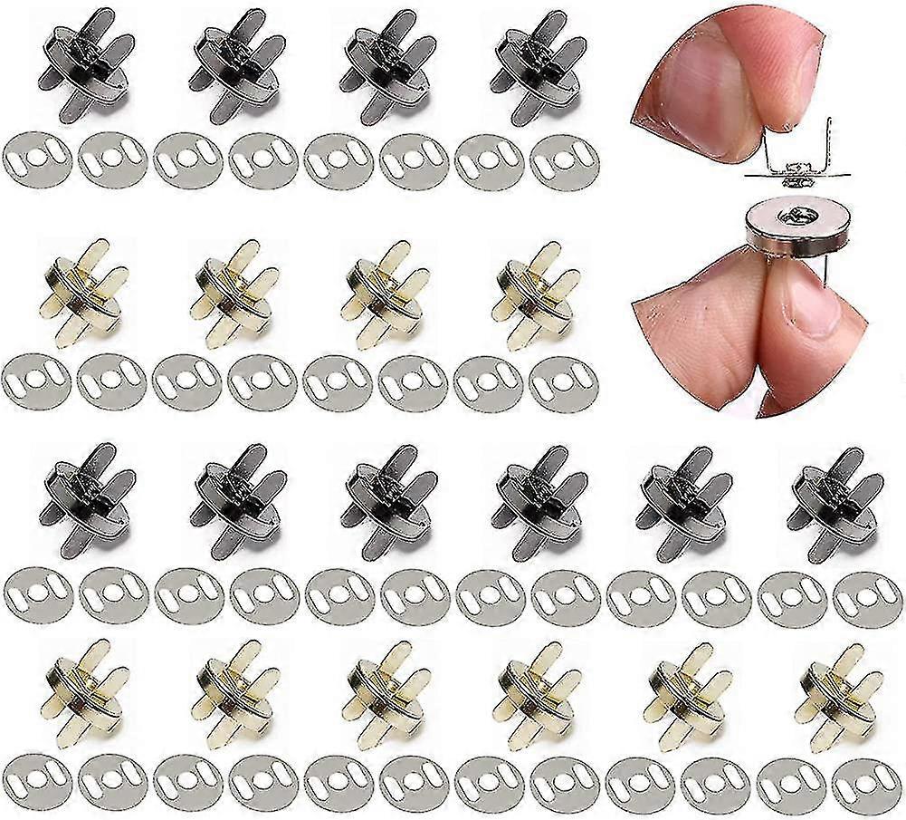 20 Sets Magnetic Button Clasps, Metal Bag Clasps Fastener, Magnetic Bag Clasps, For Handbag Clothes Leather Sewing Diy Craft, 2 Colors Golden, Black