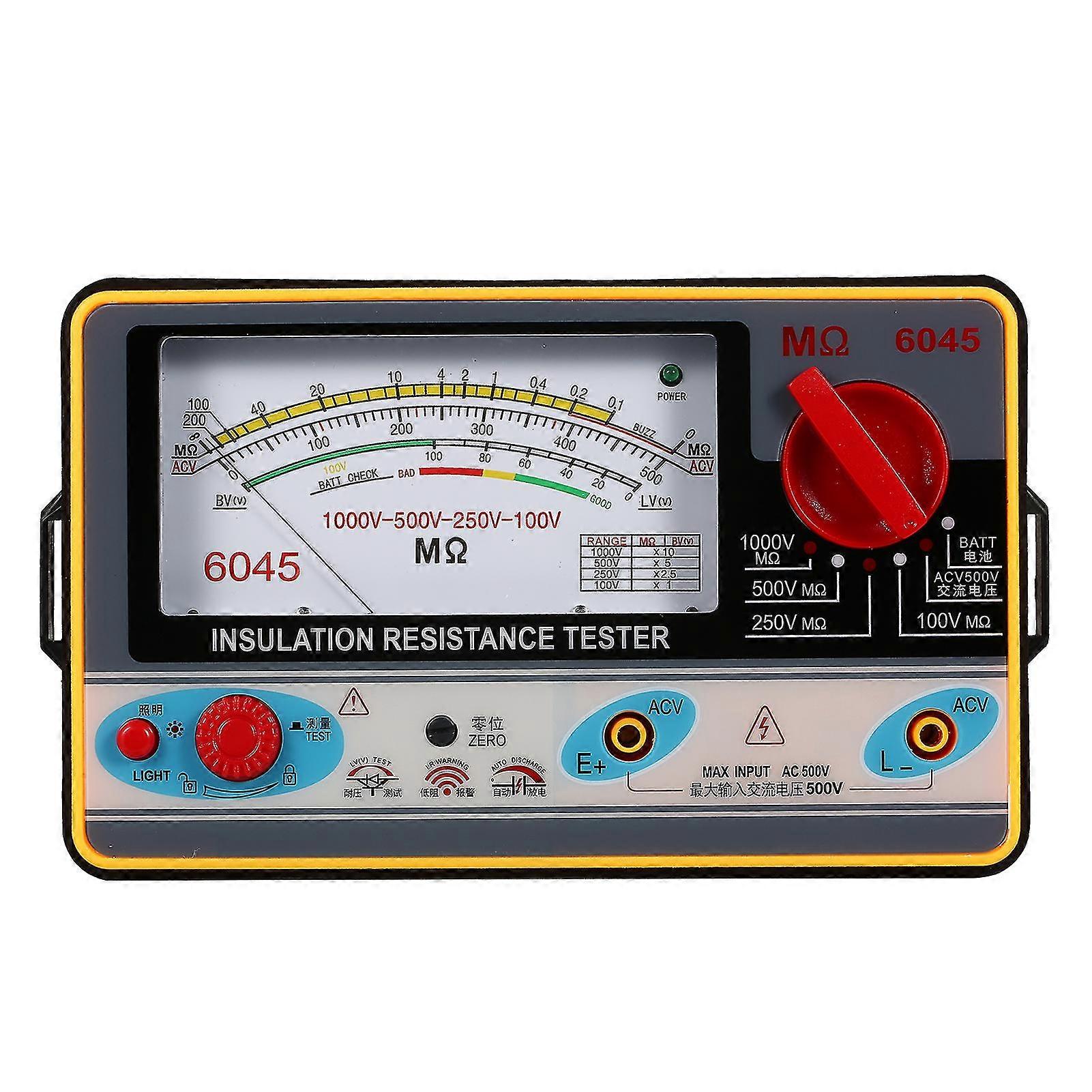 Insulation Resistance Meter Digital Ohmmeter Megger Handheld Insulation Tester Megameter 0-2000m 100v/250v/500v/1000v High Accuracy Megohmmeter Insula