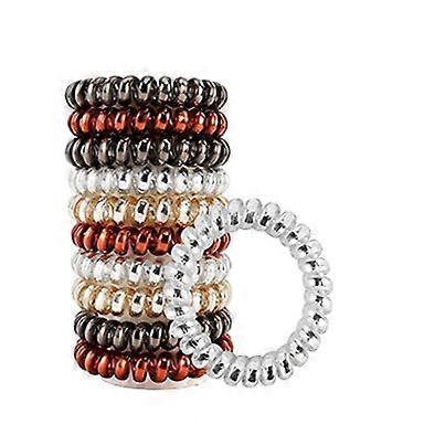 11 pcs Set of 11 Invisible Hair Elastics, with Spiral Shape and Crease Protection, Various Colors
