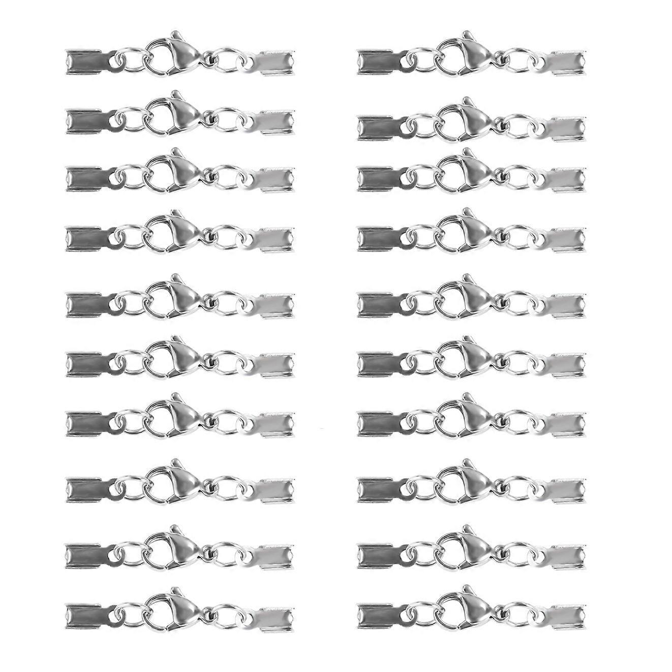 Necklace Lobster Clasp 200PCS Stainless Steel Lobster Clasps with Cord Ends for Jewellery Making Necklace Bracelet DIY,33mm
