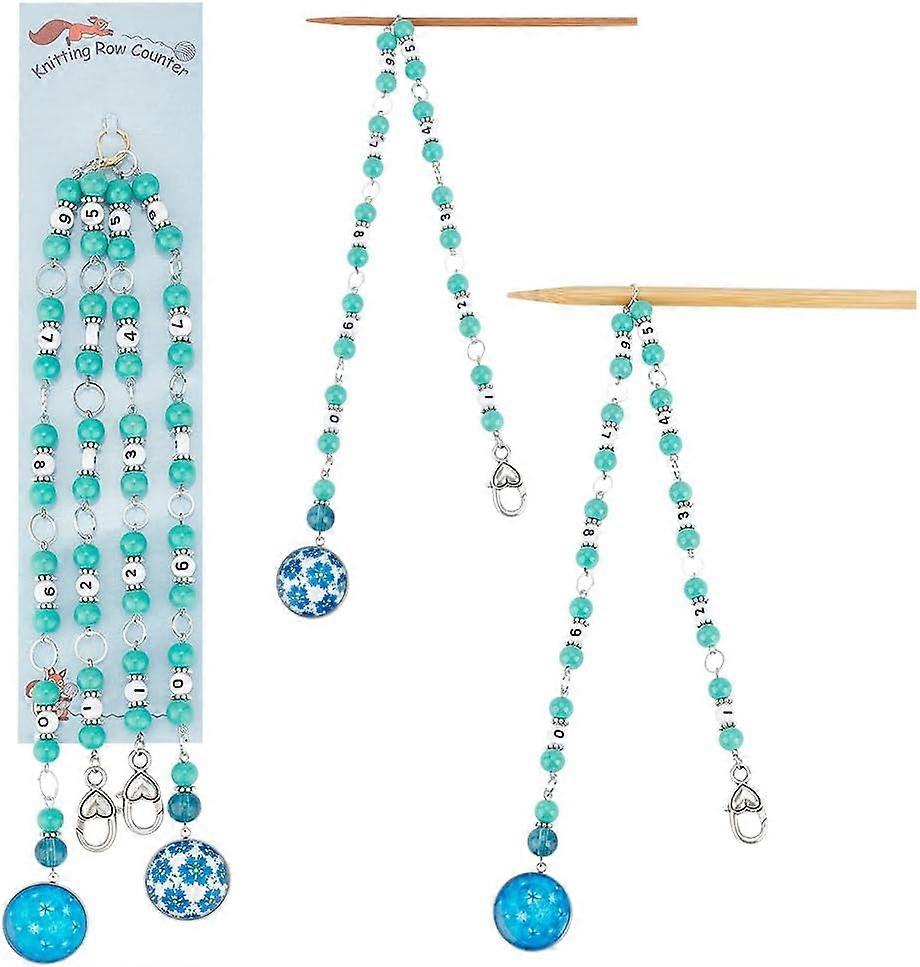 2 Pcs Glass Pendant Knitting Row Counter Chains Number Beads Acrylic Stitch Markers Row Counting Accessories for Knitting Crochet Tracking Project Pro