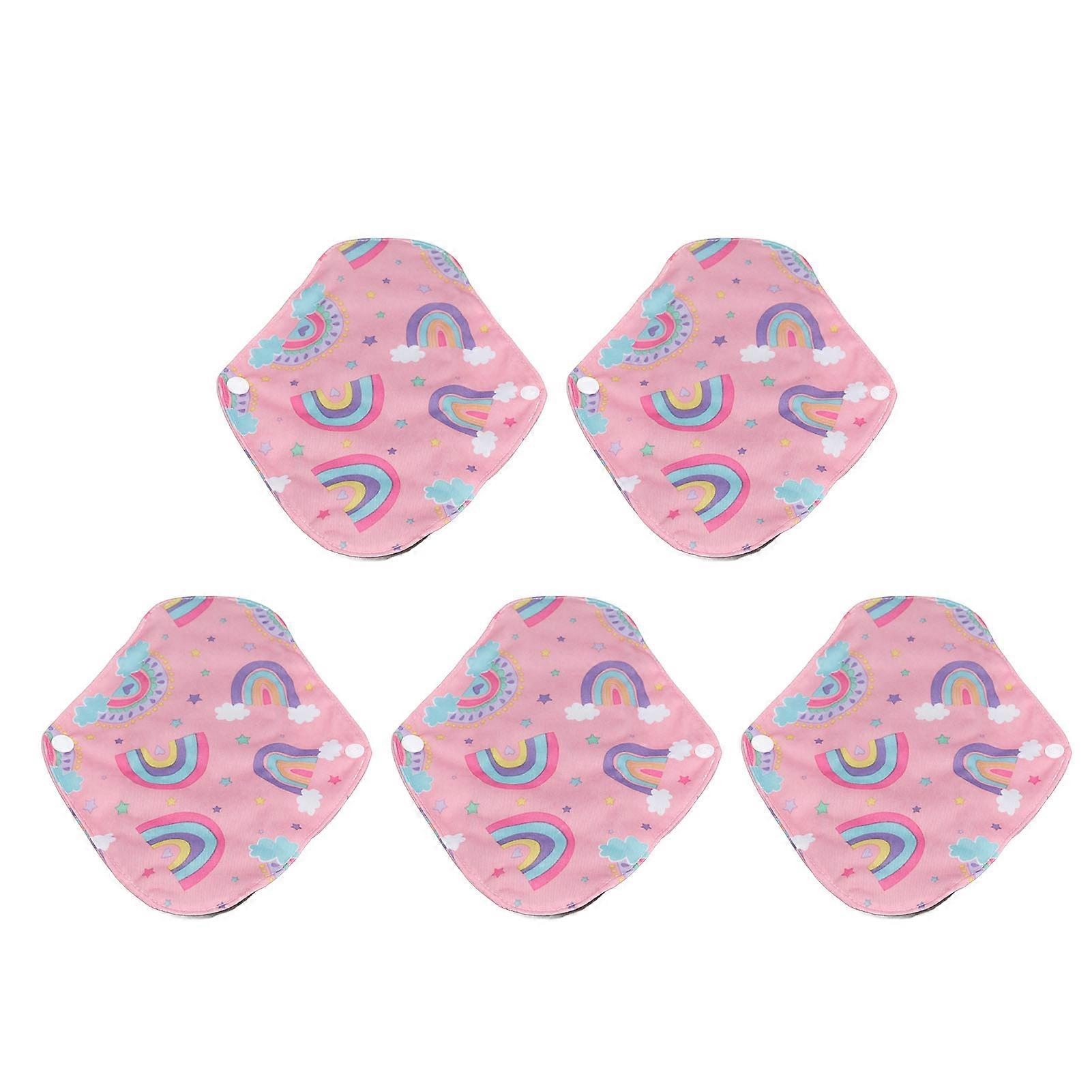 5pcs Reusable Sanitary Pads Bamboo Charcoal Cloth Stitching Super Absorbent Layer Waterproof Menstrual Period Pads 18 X 25cm B15