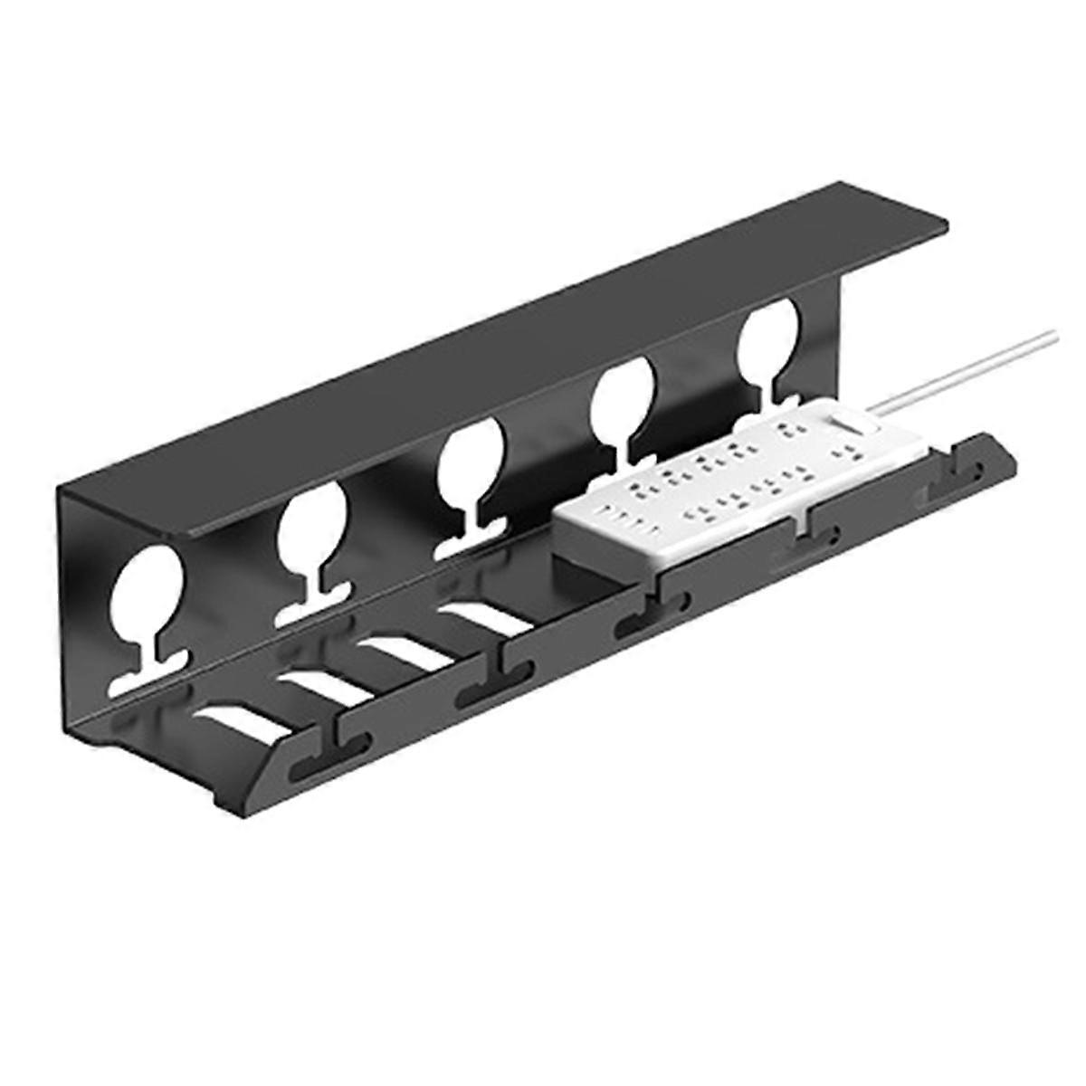Under Desk Cable Management Metal Cable Tray Under Desk with Clamp Power Strip Cord Holder No Drill