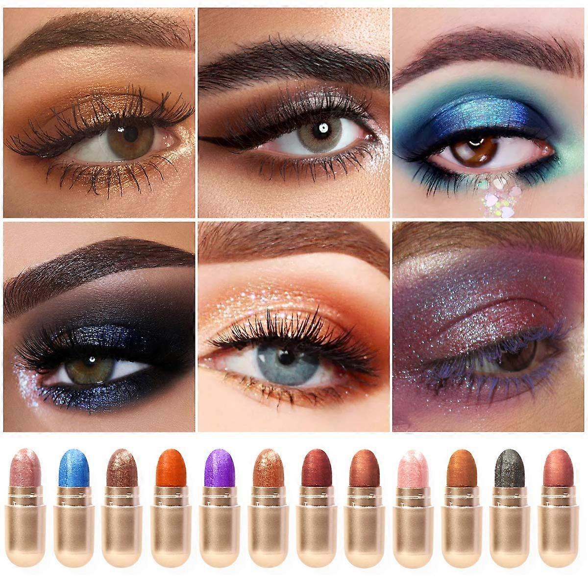 Oogschaduw, oogschaduwstiftset 12 kleuren, oogschaduwpotlood, waterdichte oogschaduwstift, oogschaduwpotlood, oogschaduwpen (12 stuks/doos)