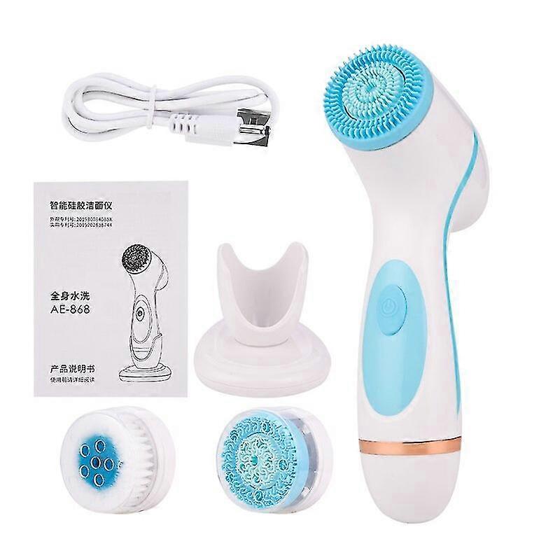 3 In 1 Electric Facial Cleansing Brush Silicone Rotating Face Brush Deep Cleaning Skin Peeling Massager Cleanser Exfoliation