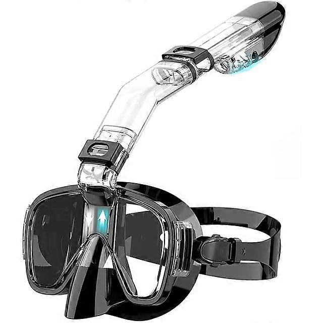 Snorkel Mask Foldable Diving Mask Set With Dry Top System And Camera Mount, Anti-Fog Professional Snorkeling Gear