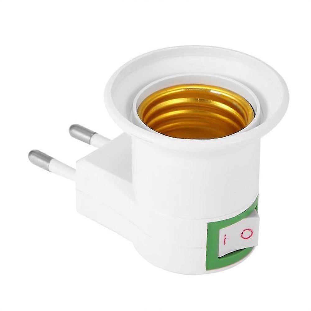 JTG  E27 EU Plug Lamp Light Holder Base Socket Converter Adapter with Control SwitchJ