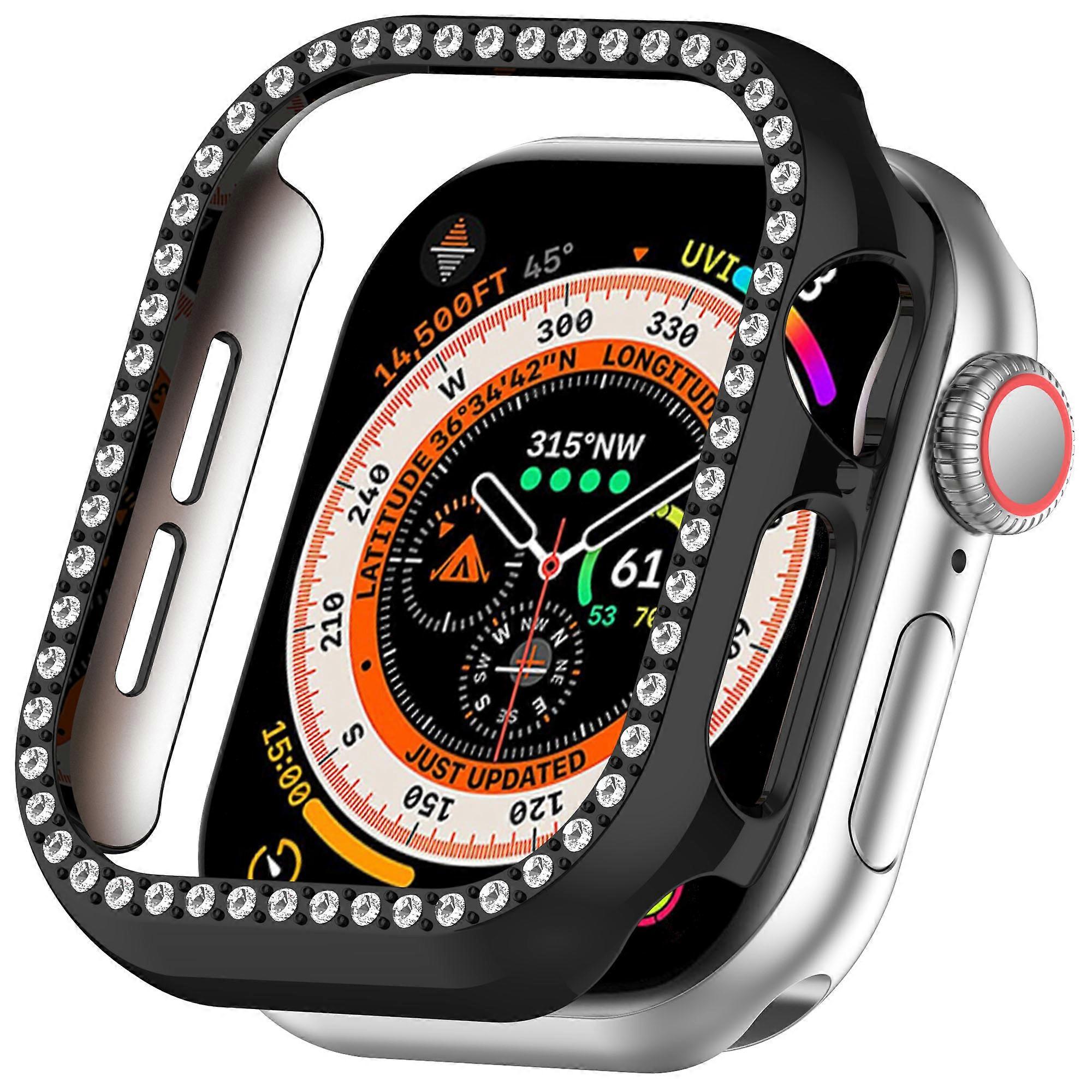 Single Row Rhinestone Decor Hollow-Out PC Watch Frame Case For Apple Watch Series 10 46mm