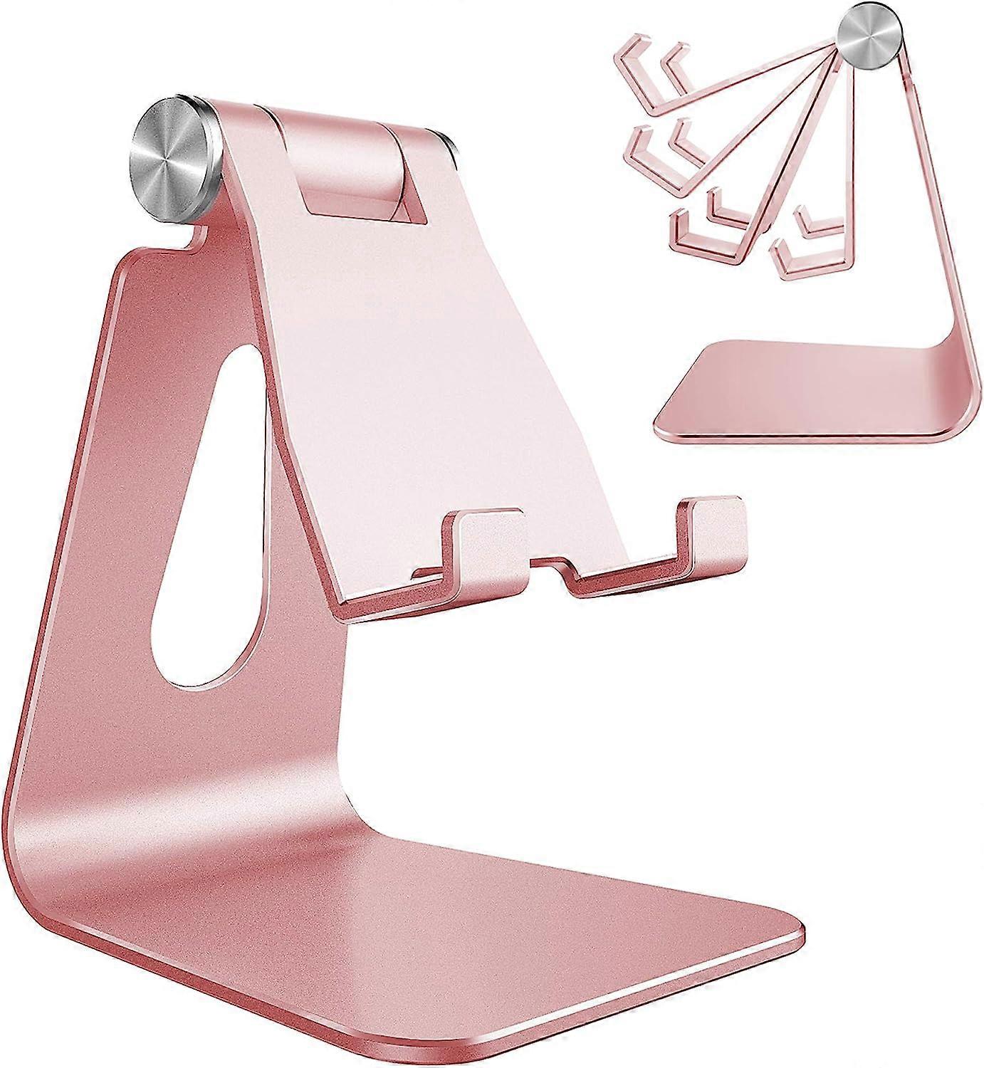 Cell Phone Stand, Adjustable Desktop Phone Holder Cradle Dock Compatible with Phone 14 13 12 Pro Xs Xs Max Xr X 8, All Phones - Rose Gold