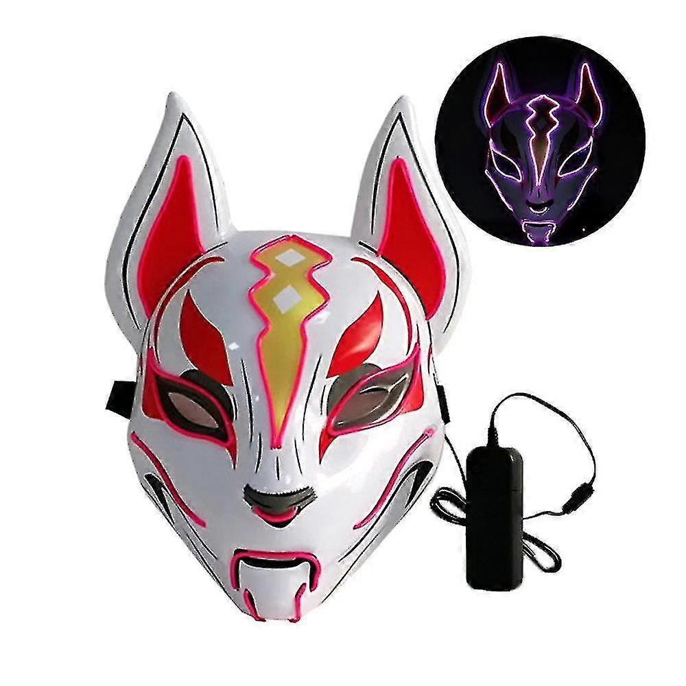 10 لون فوكس قناع الوجه الكامل أضواء النيون هالوين حزب بقيادة عاكس الضوء الظلام متوهجة تأثيري قناع-جي