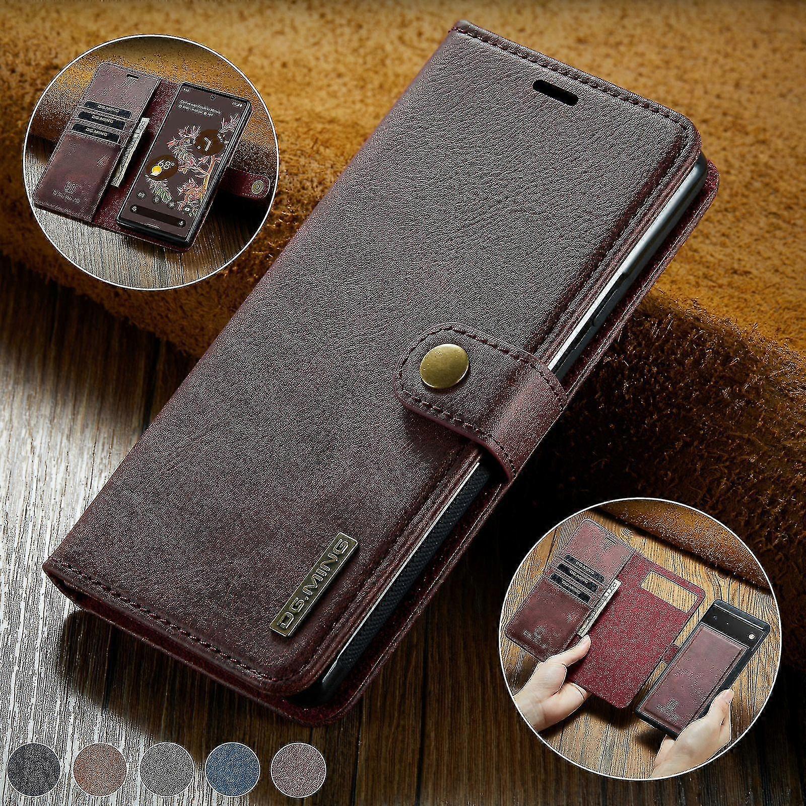 Case Compatible With Google Pixel 7 Pro/7, 2-in-1 Split Leather Wallet Magnetic Shockproof Cover