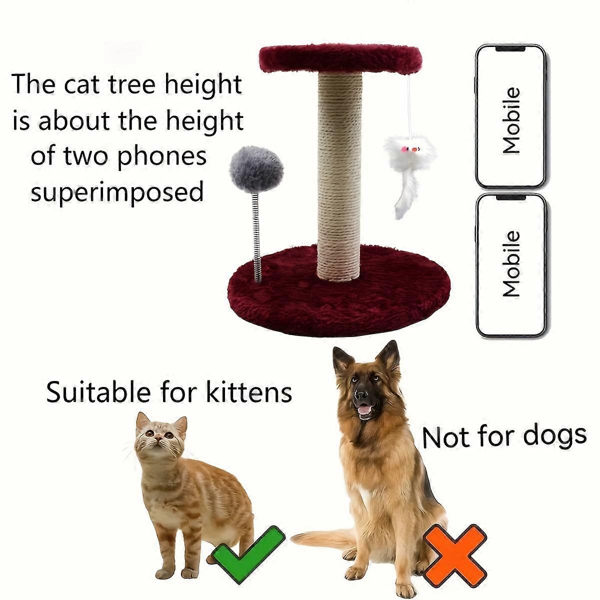 Small Breed Cat Scratching Post Tower - Sisal Wrapped, Interactive Kitten Scratcher with Hanging Mice, Moving Ball Toys, and Sturdy Cat Trees for Indo