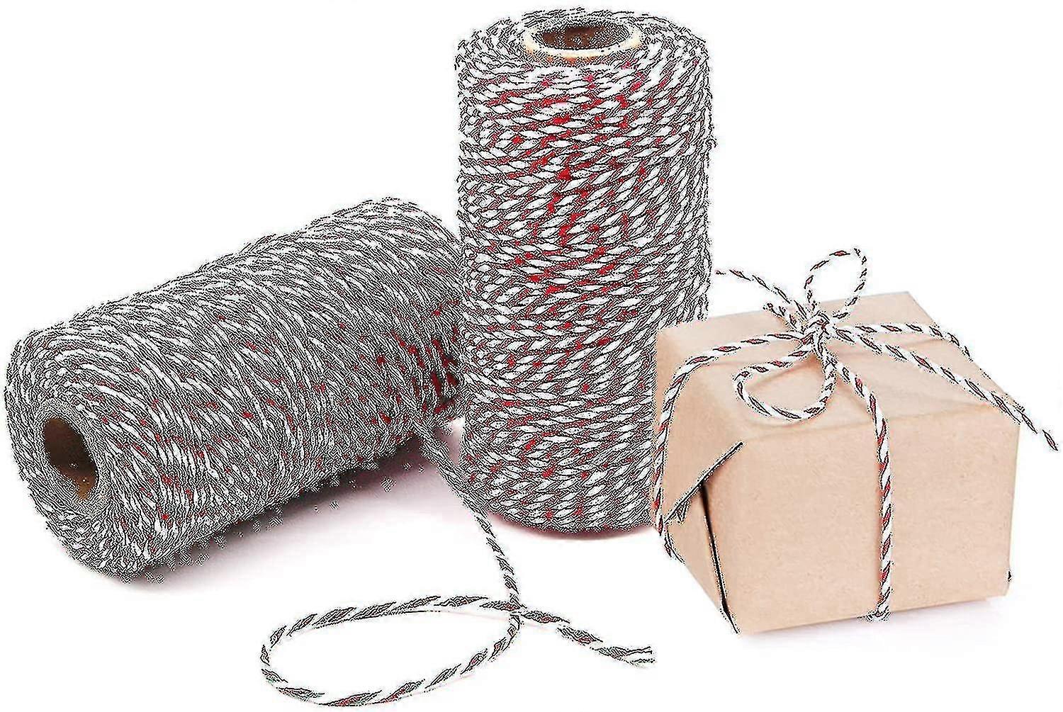Christmas Cotton Twine And Natural Jute String Rope Compatible With Holiday Gift Wrapping Tag Ornaments, Baking, Butchers, Diy Crafts(2pcs) PXCL