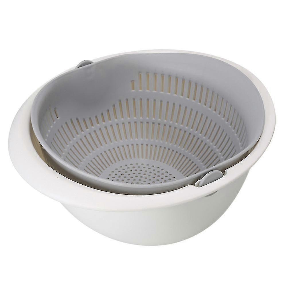 Gray Double Layer Drain Basket Vegetable Fruit Washing Colander Strainer Kitchen Tool