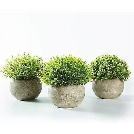 Pack Artificial Plants in Gray Pots, Small Decorative Fake Plastic Plants Indoors, Realistic Fake Plant for Home, Office, Bathroom, Kitchen 2024 New E